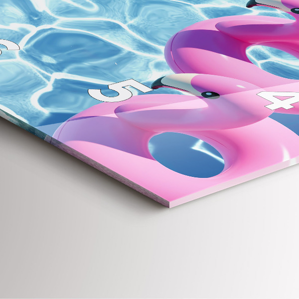 Ceas pătrat de perete din sticlă Păpădie flamingo