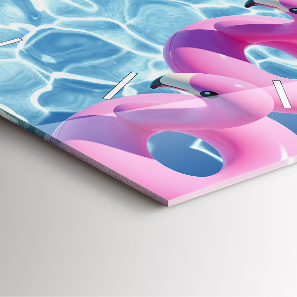 Ceas pătrat de perete din sticlă Păpădie flamingo