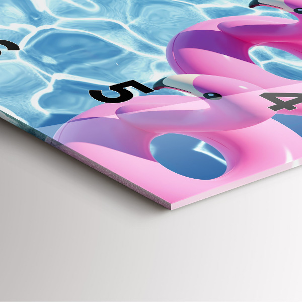 Ceas pătrat de perete din sticlă Păpădie flamingo