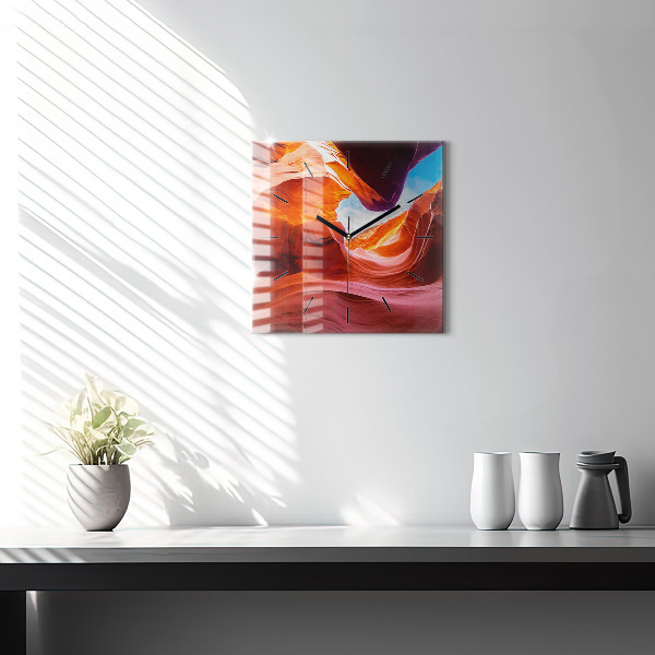 Ceas pătrat de perete din sticlă Canion