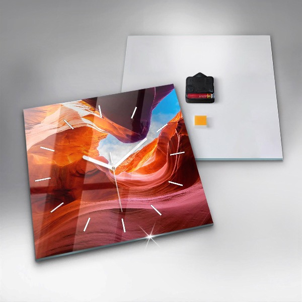 Ceas pătrat de perete din sticlă Canion