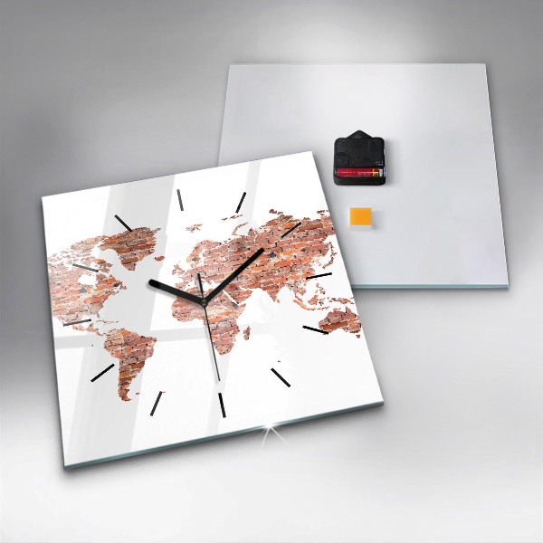 Ceas pătrat de perete din sticlă Hartă veche din cărămidă
