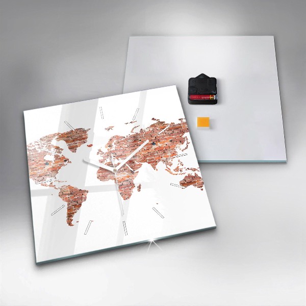 Ceas pătrat de perete din sticlă Hartă veche din cărămidă