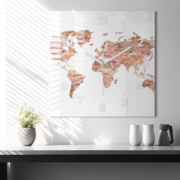 Ceas pătrat de perete din sticlă Hartă veche din cărămidă