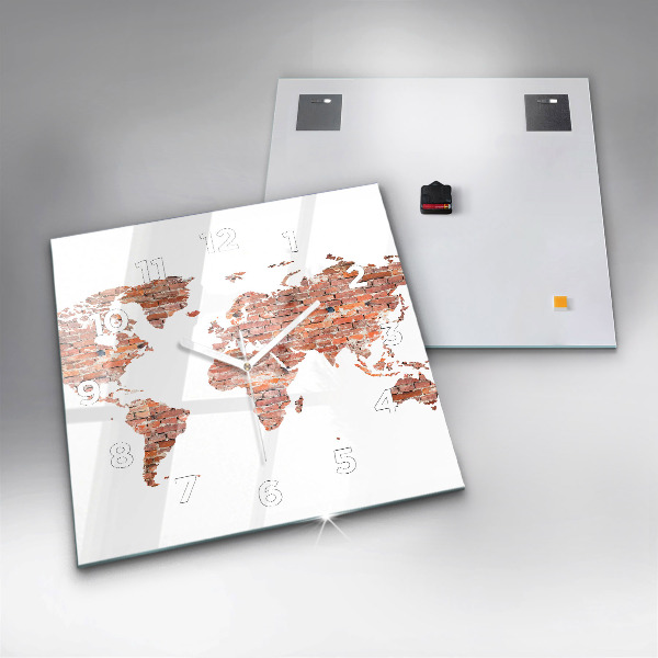 Ceas pătrat de perete din sticlă Hartă veche din cărămidă