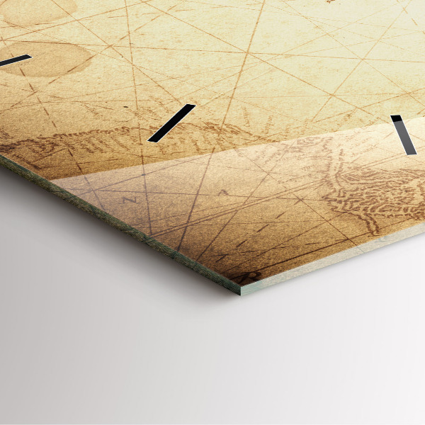 Ceas pătrat de perete din sticlă Harta lumii vechi