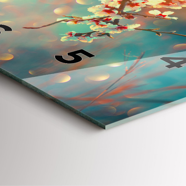 Ceas pătrat de perete din sticlă Flori de primavara