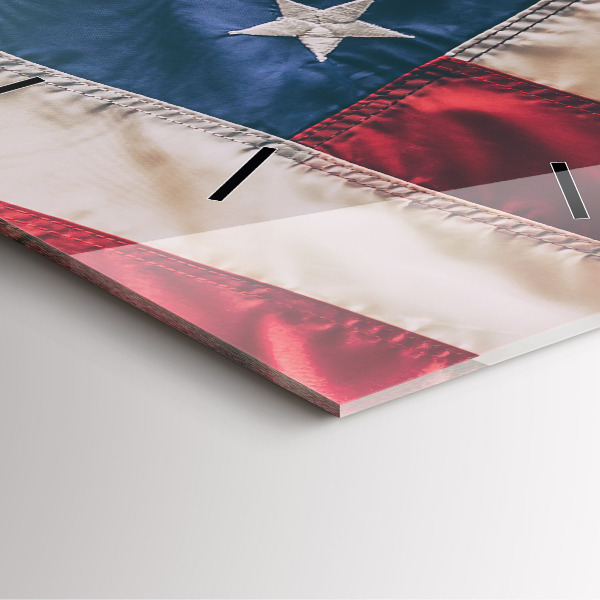 Ceas pătrat de perete din sticlă steag american