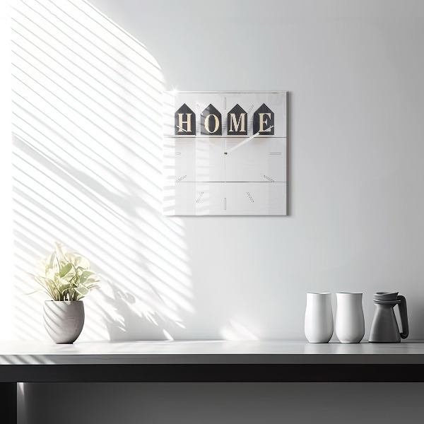 Ceas pătrat de perete din sticlă Inscripția casei