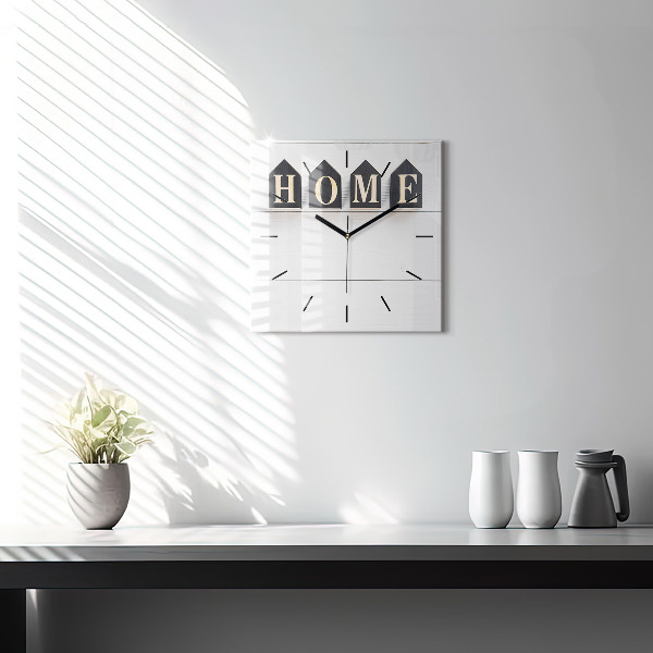 Ceas pătrat de perete din sticlă Inscripția casei