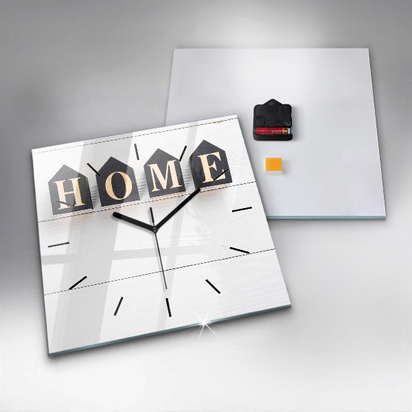 Ceas pătrat de perete din sticlă Inscripția casei