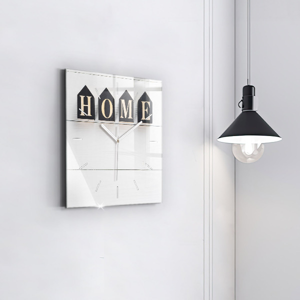 Ceas pătrat de perete din sticlă Inscripția casei