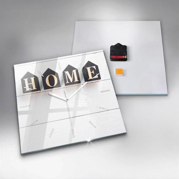 Ceas pătrat de perete din sticlă Inscripția casei