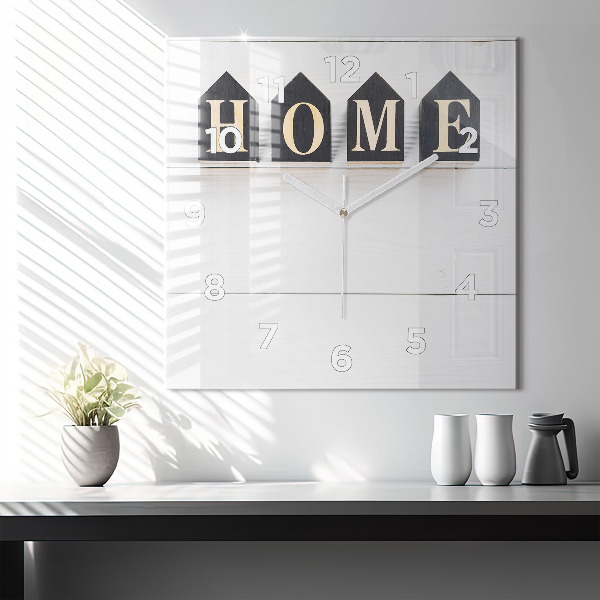 Ceas pătrat de perete din sticlă Inscripția casei