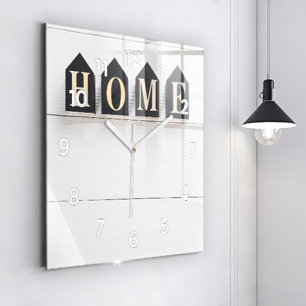 Ceas pătrat de perete din sticlă Inscripția casei