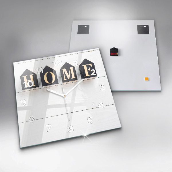 Ceas pătrat de perete din sticlă Inscripția casei