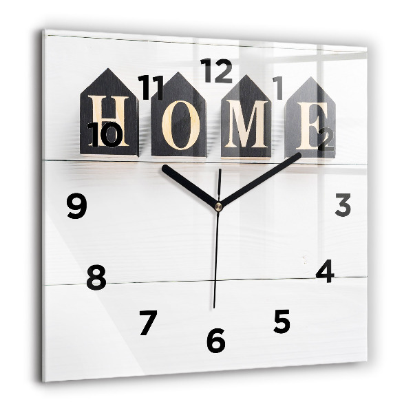 Ceas pătrat de perete din sticlă Inscripția casei