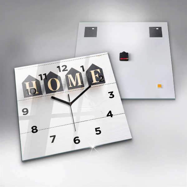 Ceas pătrat de perete din sticlă Inscripția casei