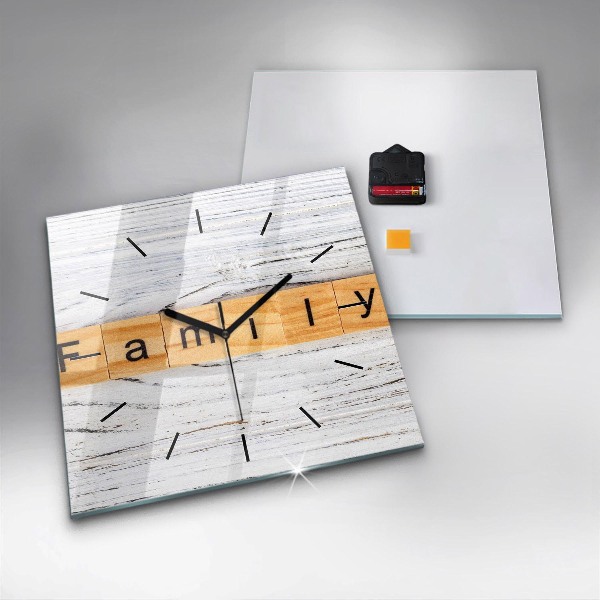 Ceas pătrat de perete din sticlă Familial