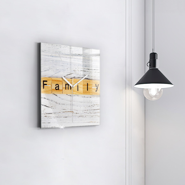 Ceas pătrat de perete din sticlă Familial