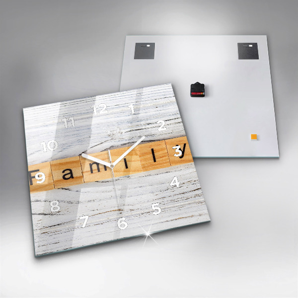 Ceas pătrat de perete din sticlă Familial