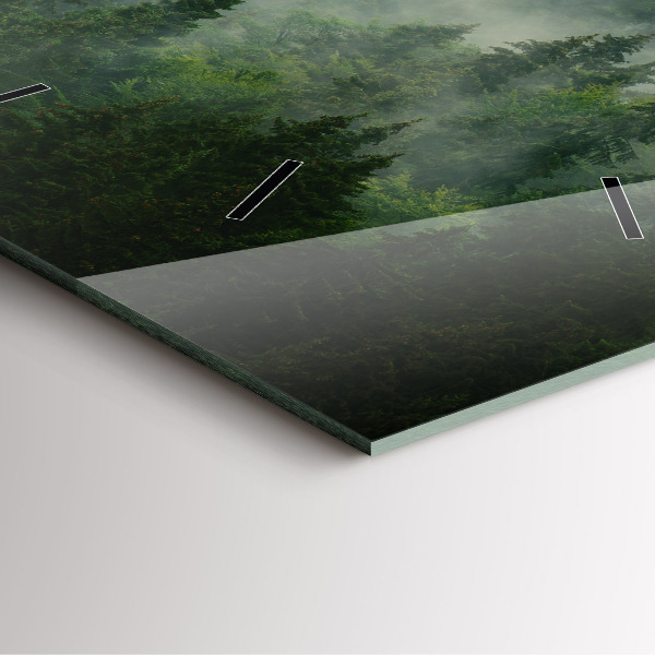 Ceas pătrat de perete din sticlă Pădure cețoasă