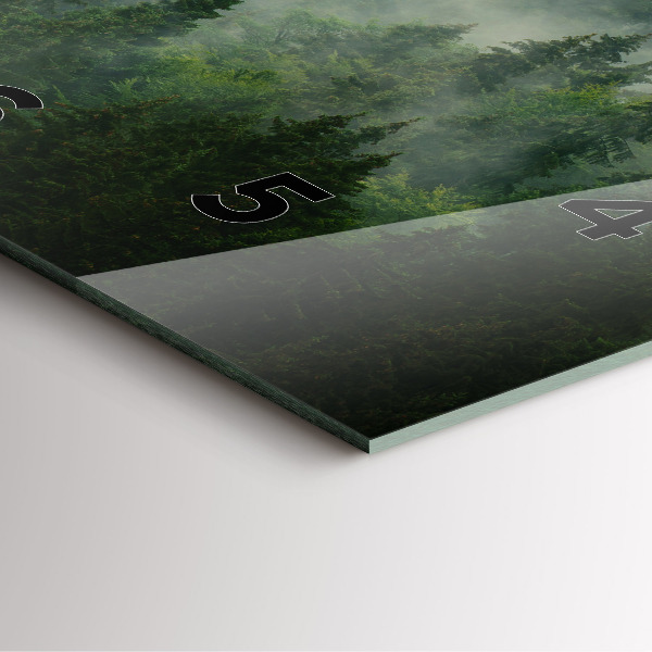 Ceas pătrat de perete din sticlă Pădure cețoasă