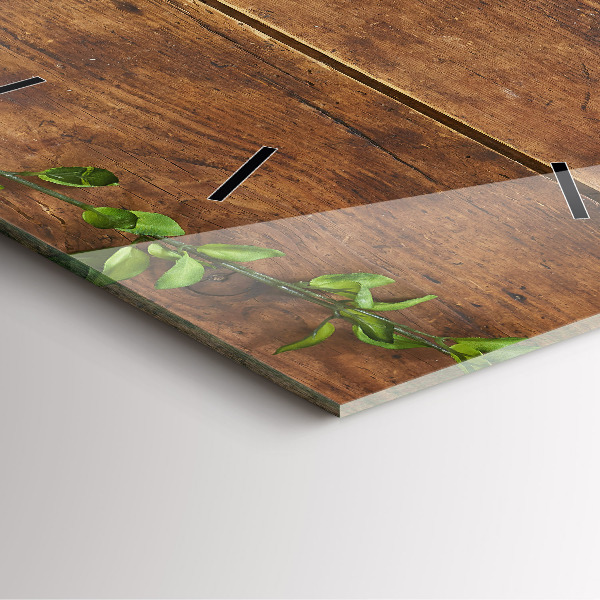 Ceas pătrat de perete din sticlă Lemn rustic