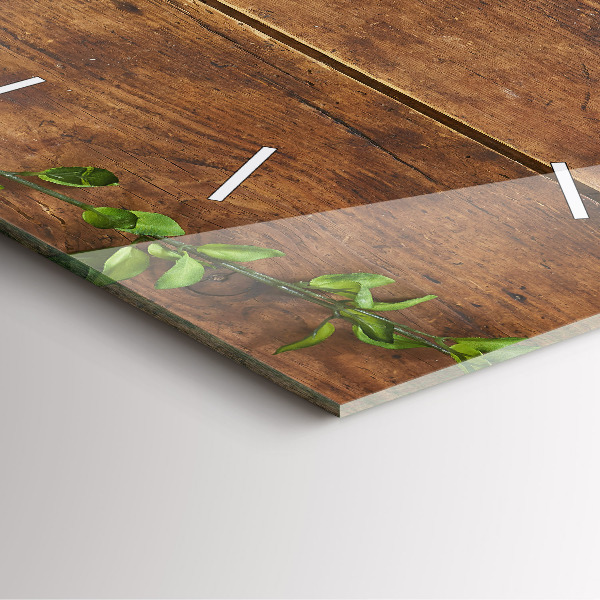 Ceas pătrat de perete din sticlă Lemn rustic