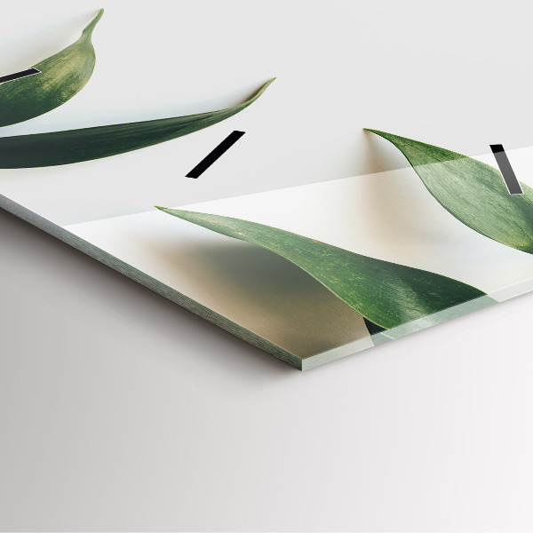 Ceas pătrat de perete din sticlă Rama de frunze