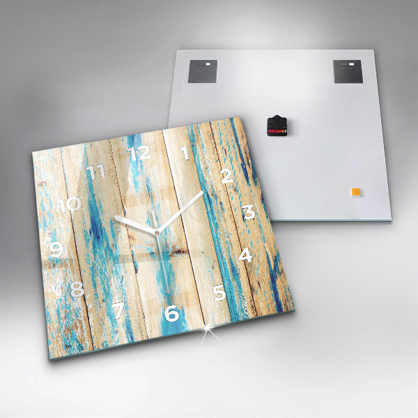 Ceas pătrat de perete din sticlă Lemn zgâriat