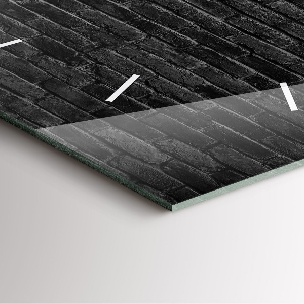 Ceas pătrat de perete din sticlă Zid de cărămidă închisă la culoare