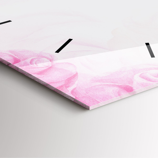 Ceas pătrat de perete din sticlă Trandafiri abstracti