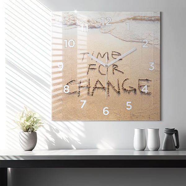 Ceas pătrat de perete din sticlă Citat de plajă