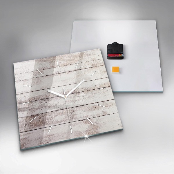 Ceas pătrat de perete din sticlă Scânduri din lemn strălucitor
