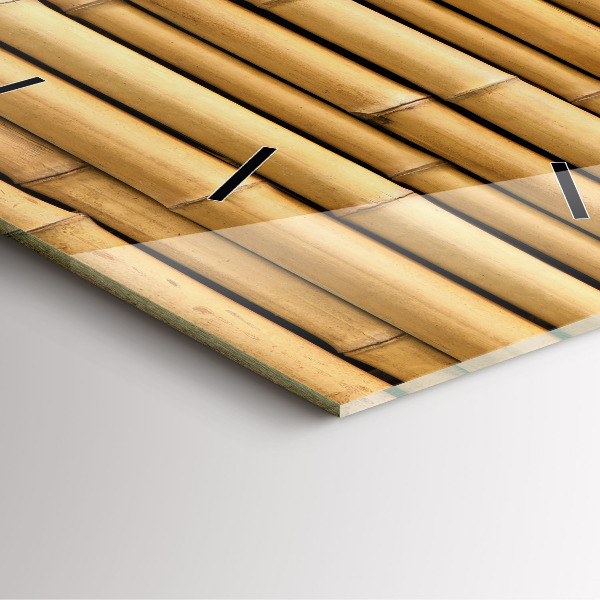 Ceas pătrat de perete din sticlă Bețe de bambus