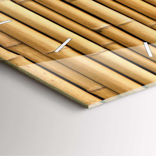 Ceas pătrat de perete din sticlă Bețe de bambus