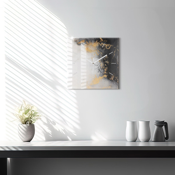 Ceas pătrat de perete din sticlă Marmură artistică