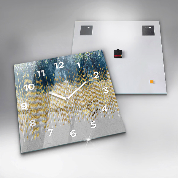 Ceas pătrat de perete din sticlă Model decorativ și auriu