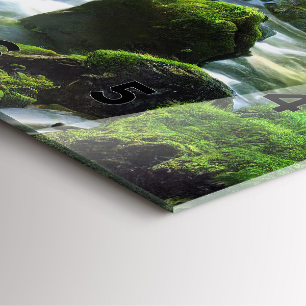 Ceas pătrat de perete din sticlă Cascada și stânci