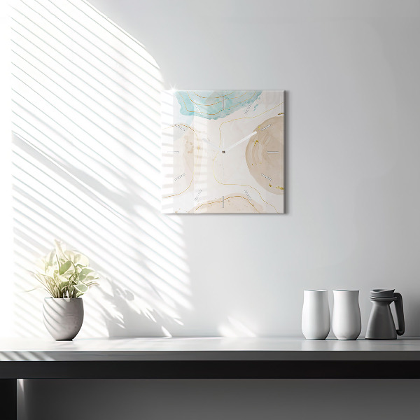 Ceas pătrat de perete din sticlă Pete de acuarelă