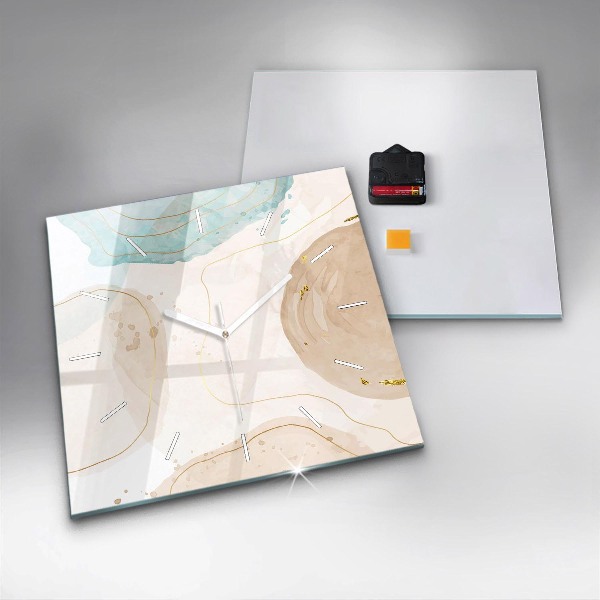 Ceas pătrat de perete din sticlă Pete de acuarelă