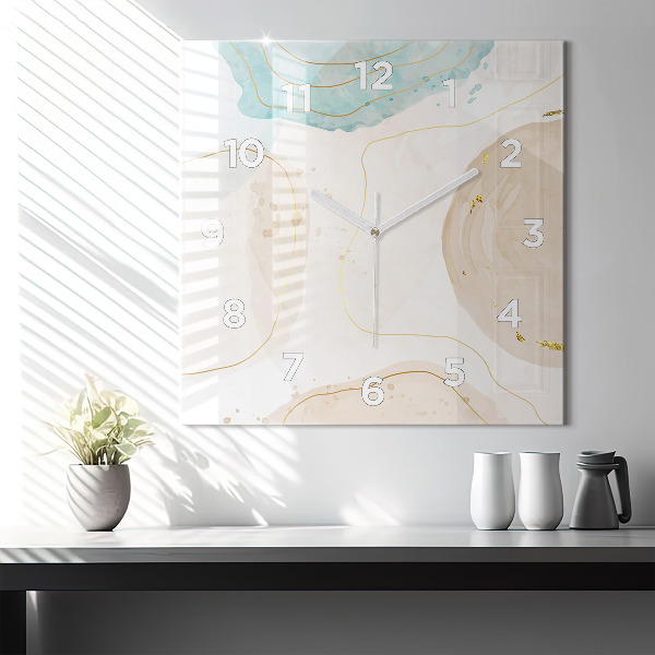 Ceas pătrat de perete din sticlă Pete de acuarelă