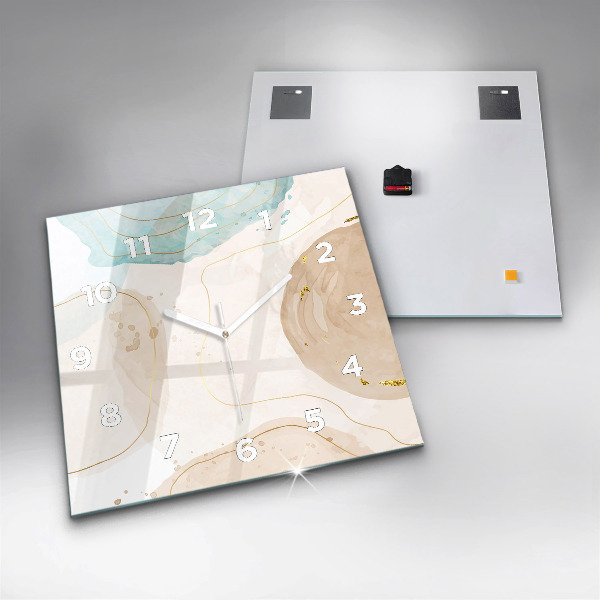 Ceas pătrat de perete din sticlă Pete de acuarelă