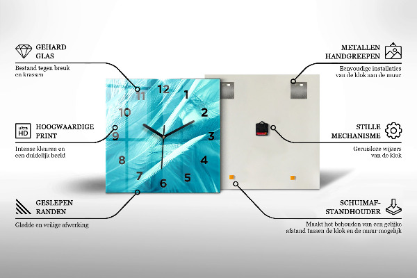 Ceas pătrat de perete din sticlă Model de gradient