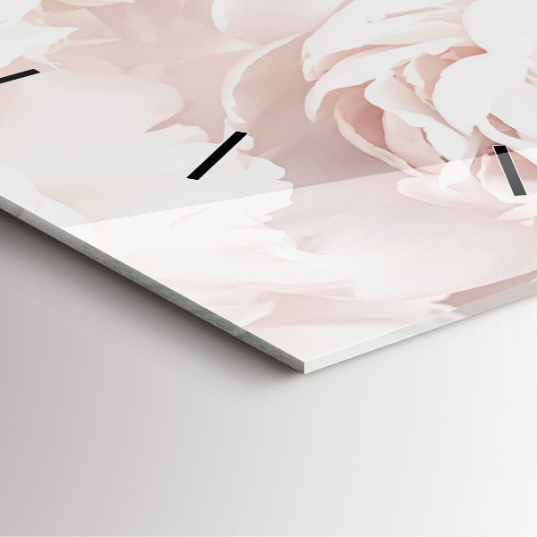 Ceas pătrat de perete din sticlă Flori de bujor