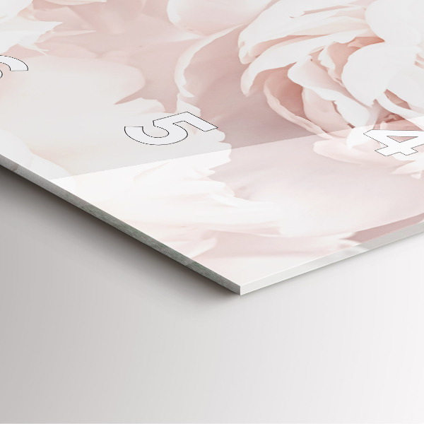 Ceas pătrat de perete din sticlă Flori de bujor