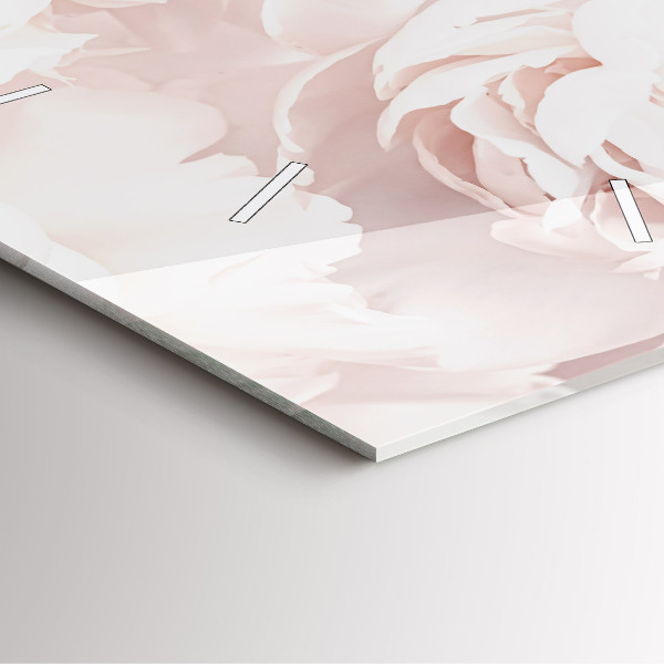 Ceas pătrat de perete din sticlă Flori de bujor