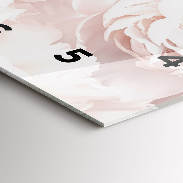 Ceas pătrat de perete din sticlă Flori de bujor