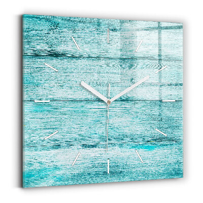 Ceas pătrat de perete din sticlă Lemn vechi albastru
